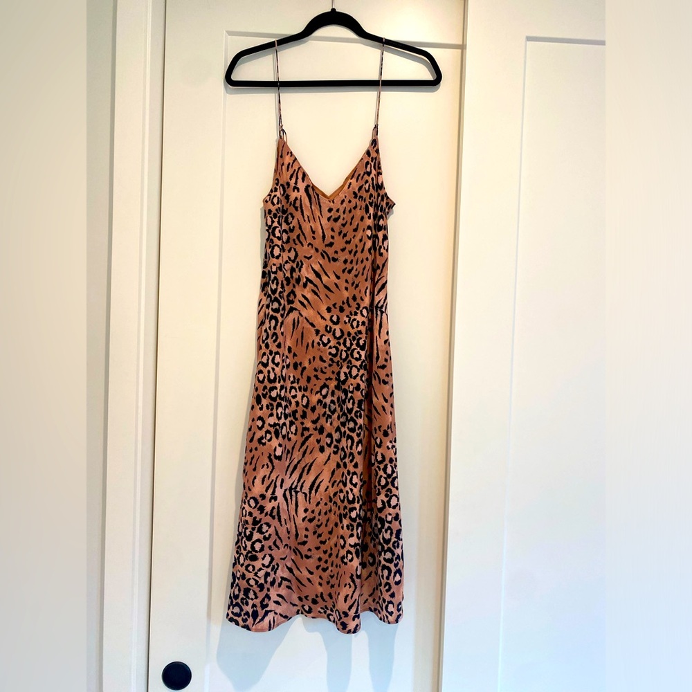 Paige Cicely Silk Faded Leopard Print Dress Size Small